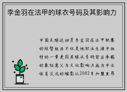 李金羽在法甲的球衣号码及其影响力